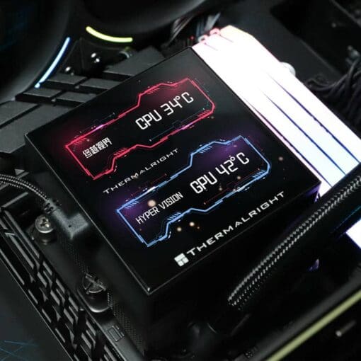 THERMALRIGHT Hyper Vision 360 ARGB Black AIO Liquid CPU Cooler - Black, IPS LCD Screen (480x480 Res), 360mm Radiator, ARGB