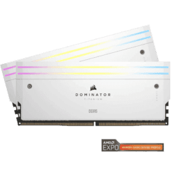 CORSAIR Dominator Titanium RGB 64GB (2x32GB) (AMD Expo) Memory Kit – White, 64GB (2x16GB) 6000MHz CL30 (CMP64GX5M2B6000Z30W)