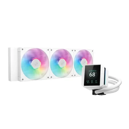 DeepCool MYSTIQUE 360 WH ARGB AIO Liquid CPU Cooler - White, 360mm Radiator, 5th Gen Pump 3400RPM AIO 2.8" 640x480 TFT LCD Screen, Anti-Leak Tech, FD12 ARGB WH Fans