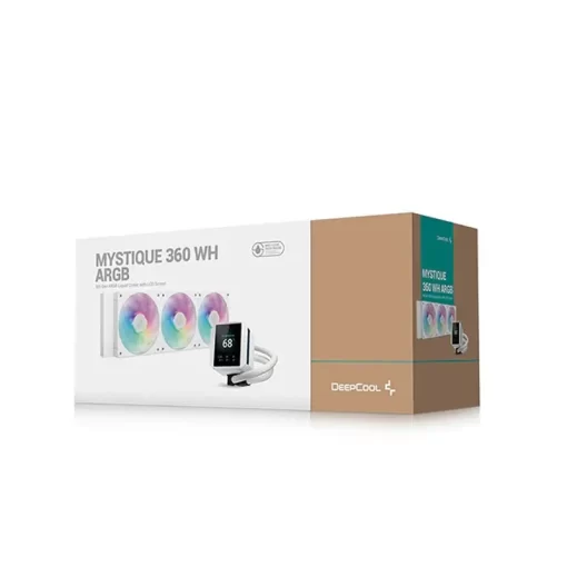 DeepCool MYSTIQUE 360 WH ARGB AIO Liquid CPU Cooler - White, 360mm Radiator, 5th Gen Pump 3400RPM AIO 2.8" 640x480 TFT LCD Screen, Anti-Leak Tech, FD12 ARGB WH Fans