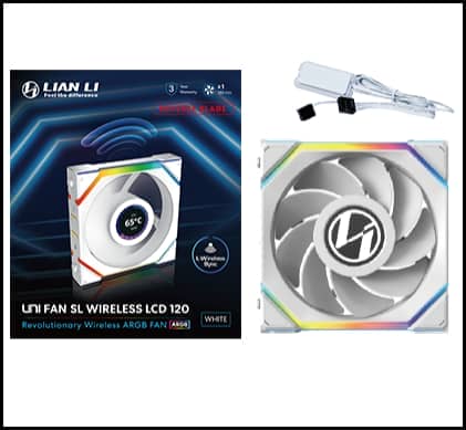Lian Li UNI FAN SL Wireless LCD 120 Single Black Fan (12SLLCD1W1B) - 1x 120mm fans, 1.6" LCD Display 51 SL pk 07