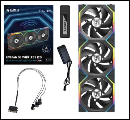 Lian Li UNI FAN SL Wireless LCD 120 Single Black Fan (12SLLCD1W1B) - 1x 120mm fans, 1.6" LCD Display 52 SL pk 08