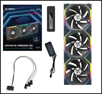 Lian Li UNI FAN SL Wireless LCD 120 Single Black Fan (12SLLCD1W1B) - 1x 120mm fans, 1.6" LCD Display 56 SL pk 12