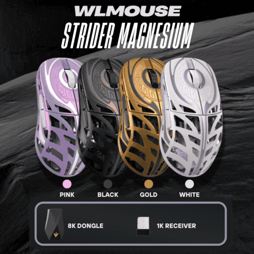 WLmouse Strider Magnesium Wireless Gaming Mouse - 45g, PAW 3950 HS, 8000Hz, Magnesium Alloy + ABS Plastic Bottom
