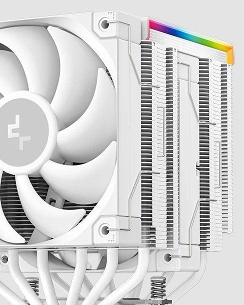 Deepcool AK620 DIGITAL PRO WH CPU Air Cooler - White, 6 Heatpipes, Dual Tower, Multi-data point screen, 260W TDP, 2x FT12 SE PWM fans 28 04 01