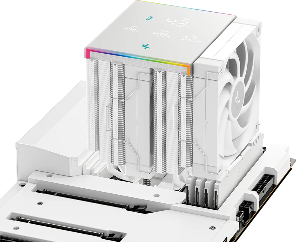 Deepcool AK620 DIGITAL PRO WH CPU Air Cooler - White, 6 Heatpipes, Dual Tower, Multi-data point screen, 260W TDP, 2x FT12 SE PWM fans 37 07 01