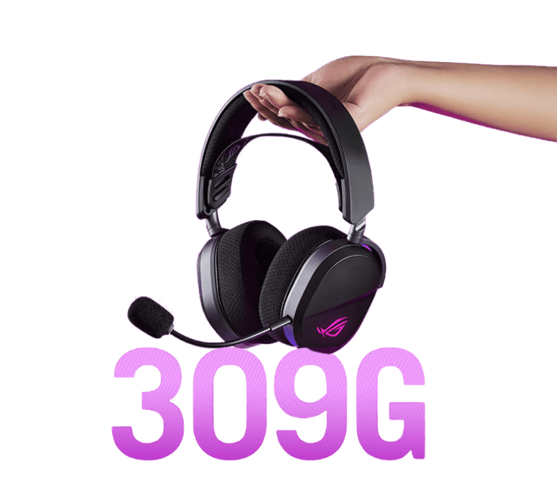 ASUS ROG Pelta Black Wireless Gaming Headset - Tri-mode connectivity, AuraSync, 309g, 50mm Titanium Drivers 21 2 1