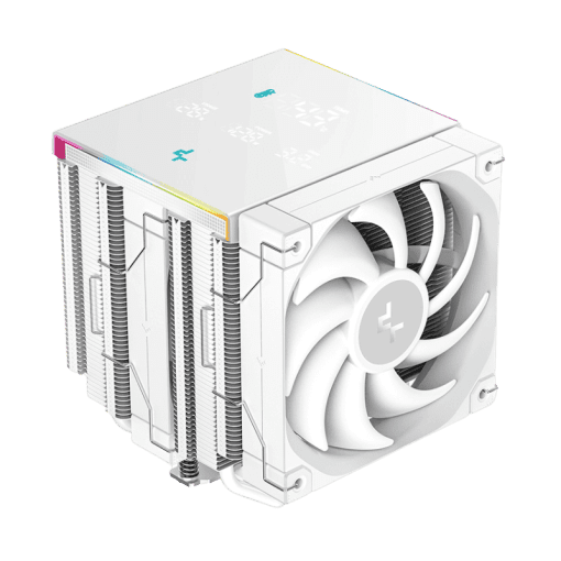 Deepcool AK620 DIGITAL PRO WH CPU Air Cooler - White, 6 Heatpipes, Dual Tower, Multi-data point screen, 260W TDP, 2x FT12 SE PWM fans
