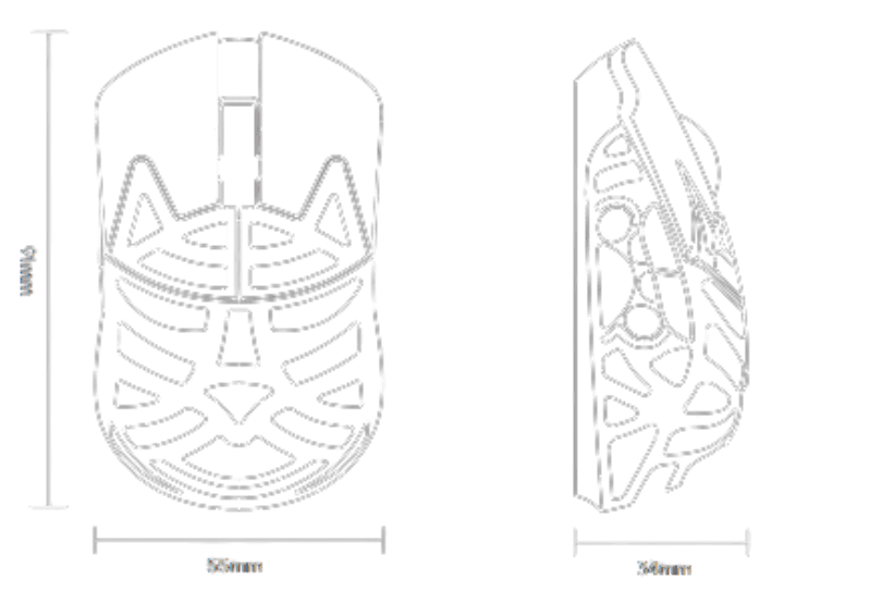 WLMOUSE Beast Miao Magnesium Gaming Mouse - 31g Magnesium Alloy + ABS Plastic Bottom 21 DIMENSION