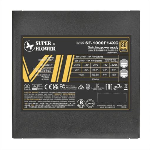 Super Flower LEADEX VII XG 1000W ATX3.0 / ATX3.1 (BK) PSU - Black, 80 Plus Gold, PCIe 5.0, ATX 3.0/3.1 Compatible, Full Modular