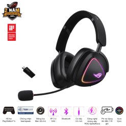 ASUS ROG Delta II Black Wireless Gaming - 50mm Titanium Drivers, Bluetooth + 2.4 GHz + 3.5 mm