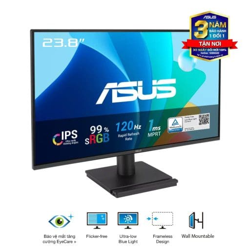 ASUS VA249HG Eye Care Monitor - 24 inch, IPS, FHD (1920x1080) Frameless, 99% sRGB, 120Hz, 1ms MPRT, HDMI + VGA