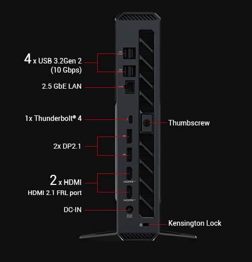 ASUS ROG NUC (2025) NUC15JNK (RNUC15JNK9X28AAU) Gaming Desktop mini PC - Ultra 9 275HX, 32GB (2x16GB) 6400 DDR5, 2TB M.2 2280 NVMe™ PCIe® 4.0, RTX 5080 Laptop GPU, Win 11 Home 60 connectivity 1