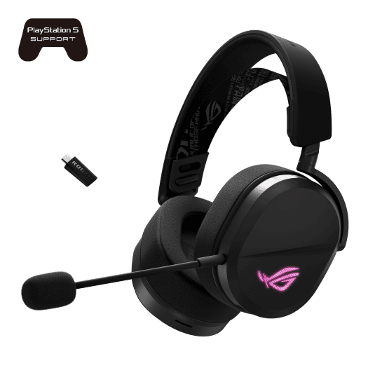 ASUS ROG Pelta Black Wireless Gaming Headset - Tri-mode connectivity, AuraSync, 309g, 50mm Titanium Drivers 16 h525