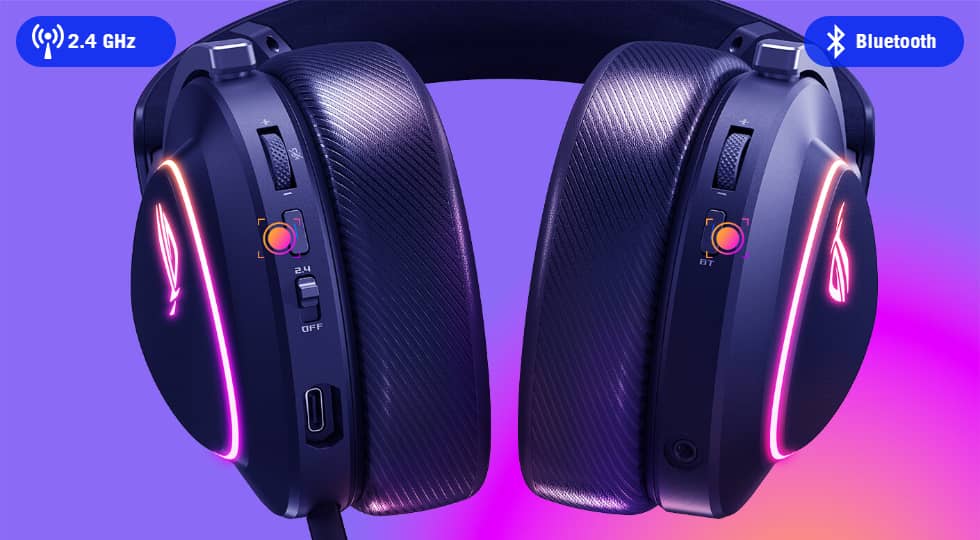 ASUS ROG Delta II Black Wireless Gaming - 50mm Titanium Drivers, Bluetooth + 2.4 GHz + 3.5 mm 20 original 2