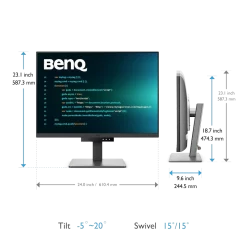 BenQ RD280U Programming Monitor - 28.2 inch, 4K+ (3840×2560) 3:2, HDR10 DisplayHDR 400, IPS 60Hz, 95 % DCI‑P3, 1.07 tỷ màu, USB‑C 90W 18 05 rd280u leftside information