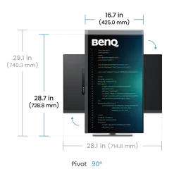BenQ RD320U Programming Monitor - 31.5 inch, 4K UHD (3840x2160) 16:9, HDR10 VESA DisplayHDR 400, IPS 60Hz, USB‑C 90W 28 05 rd320u pivot
