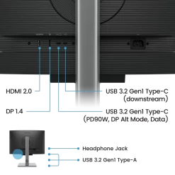 BenQ RD240Q Programming Monitor - 24.1 inch, WQXGA (2560x1600) 16:10, HDR10, IPS 60Hz, USB‑C 90W 17 06 rd240q connectivity information