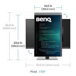 BenQ RD240Q Programming Monitor - 24.1 inch, WQXGA (2560x1600) 16:10, HDR10, IPS 60Hz, USB‑C 90W 18 06 rd240q pivot
