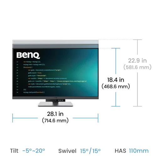 BenQ RD320U Programming Monitor - 31.5 inch, 4K UHD (3840x2160) 16:9, HDR10 VESA DisplayHDR 400, IPS 60Hz, USB‑C 90W