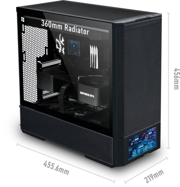 LANCOOL 207 Digital Black Case - 6.5" LCD Screen, 2x140mm PWM front, 2x120mm PWM bottom fans pre-Installed 28 207 dig 001 1 600x624 1