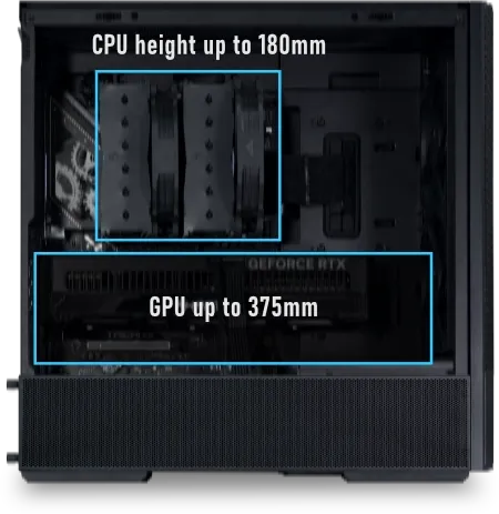 LANCOOL 207 Digital Black Case - 6.5" LCD Screen, 2x140mm PWM front, 2x120mm PWM bottom fans pre-Installed 48 207 dig 007