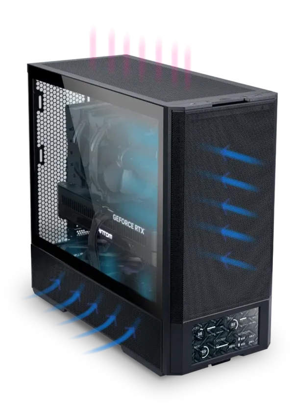 LANCOOL 207 Digital Black Case - 6.5" LCD Screen, 2x140mm PWM front, 2x120mm PWM bottom fans pre-Installed 52 207 dig 012 600x827 1