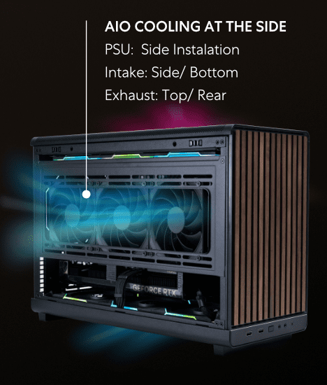 Lian Li DAN A3-mATX - Wood Front & Side Tempered Glass Panel Edition, M-ATX Case 32 4 1 1