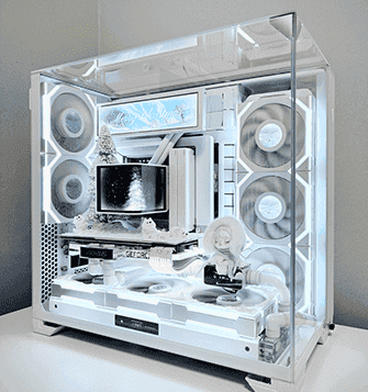 TRYX PANORAMA SE ARGB 360 WHITE AIO Liquid CPU Cooler - 6.5inch curved screen, 360mm radiator, Asetek Adela pump, 3x ARGB Gen2 Fans 57 4 5 2