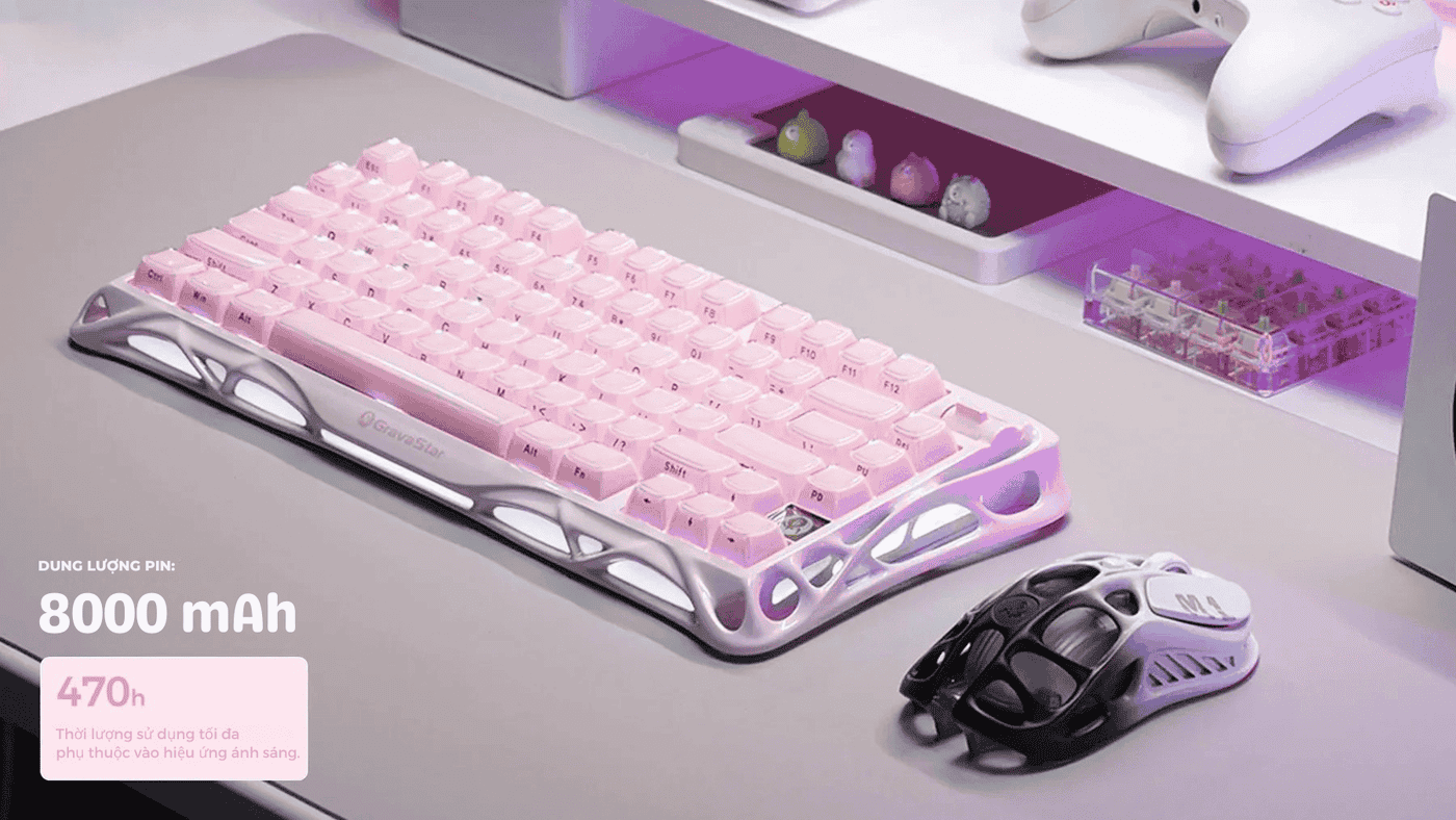 GravaStar Mercury K1 Special Edition - Sakura Pink Gaming Keyboard 32 7 1
