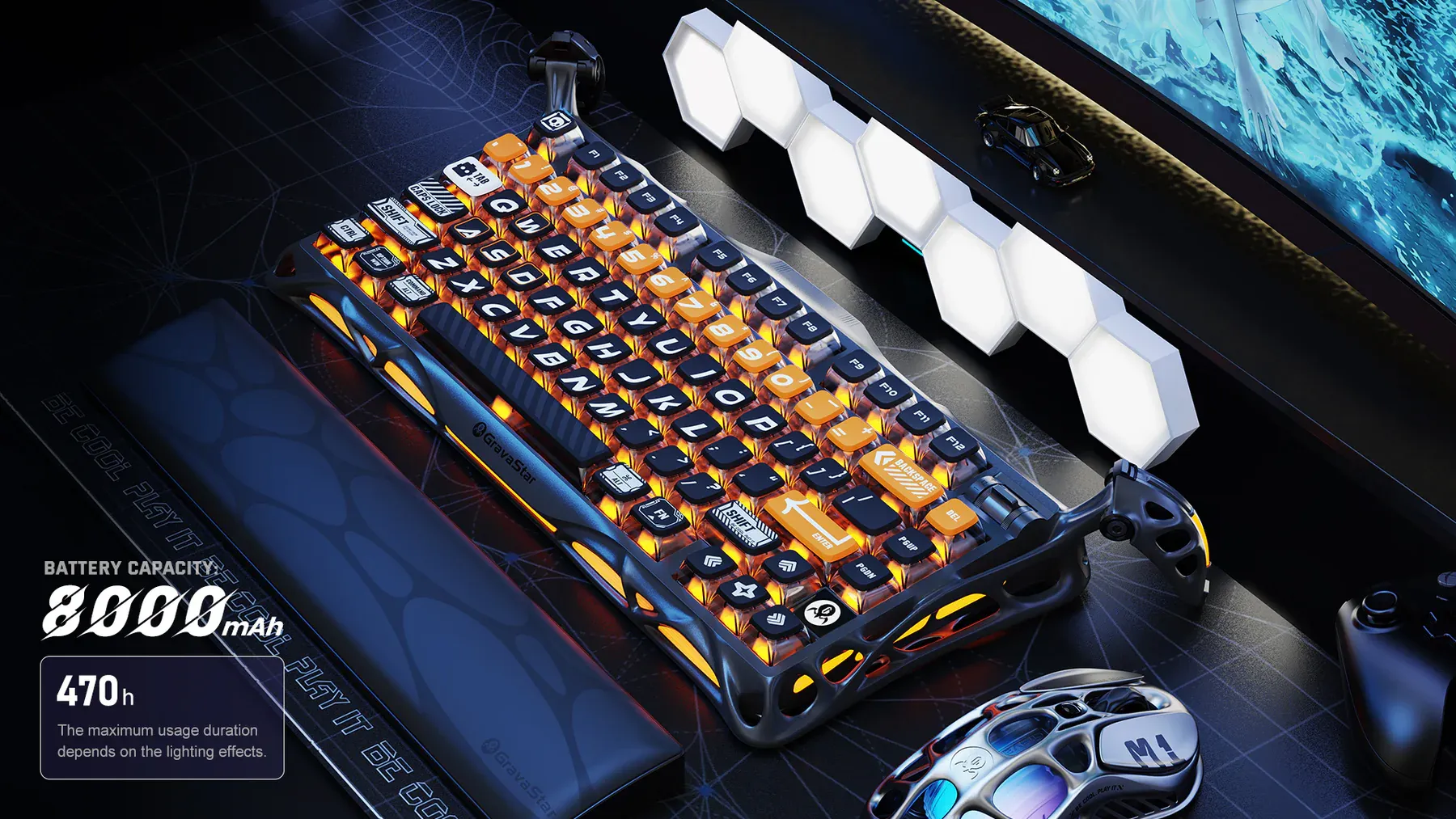 GravaStar Mercury K1 Pro Special Edition - CyberFlare Gaming Keyboard 27 75 mechanical keyboard gaming wireless RGB gravastar mercury k1pro cyberflare 7