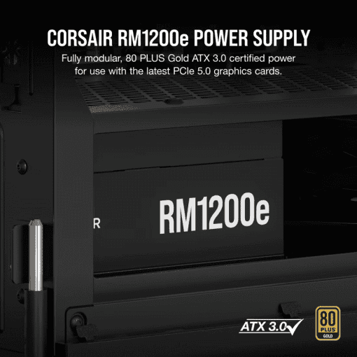 CORSAIR RMe Series RM1200e ATX 3.1 PCIe 5.1 (2025) Fully Modular PSU - 12V‑2×6 (GPU), 1200 Watt, 80 plus Gold, Low-Noise
