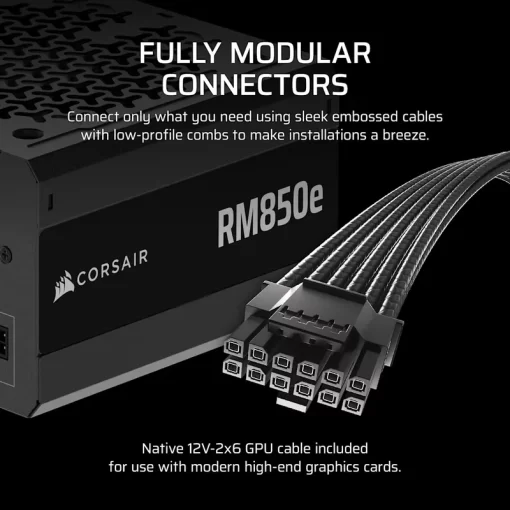 CORSAIR RMe Series RM850e ATX 3.1 PCIe 5.1 (2025) Fully Modular PSU - 12V‑2×6 (GPU), 850 Watt, 80 plus Gold, Low-Noise