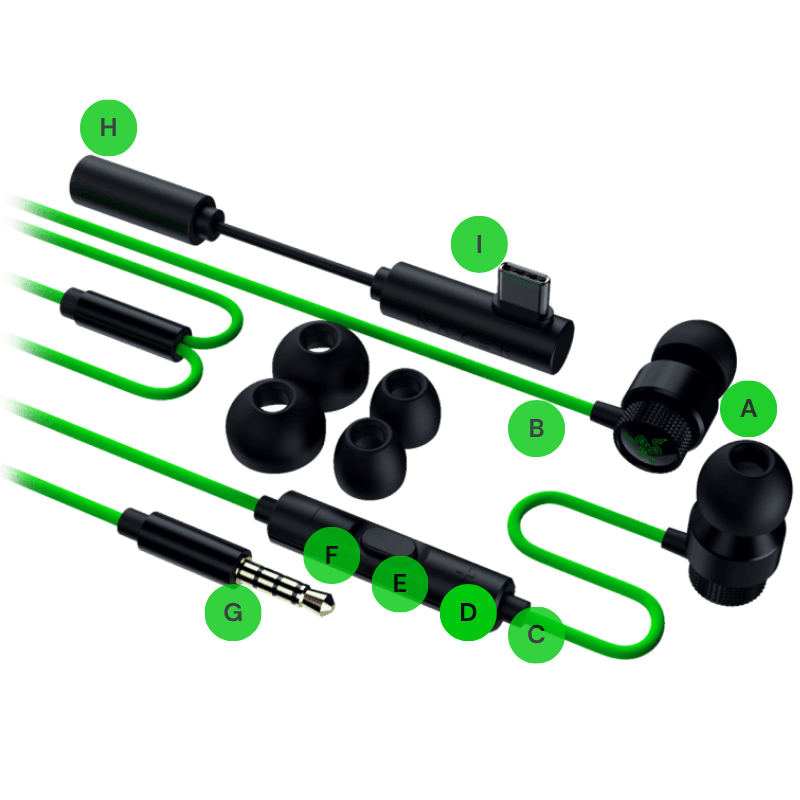 Razer Hammerhead V3 Wired Earbuds - Premium Sound THX 22 Device layout