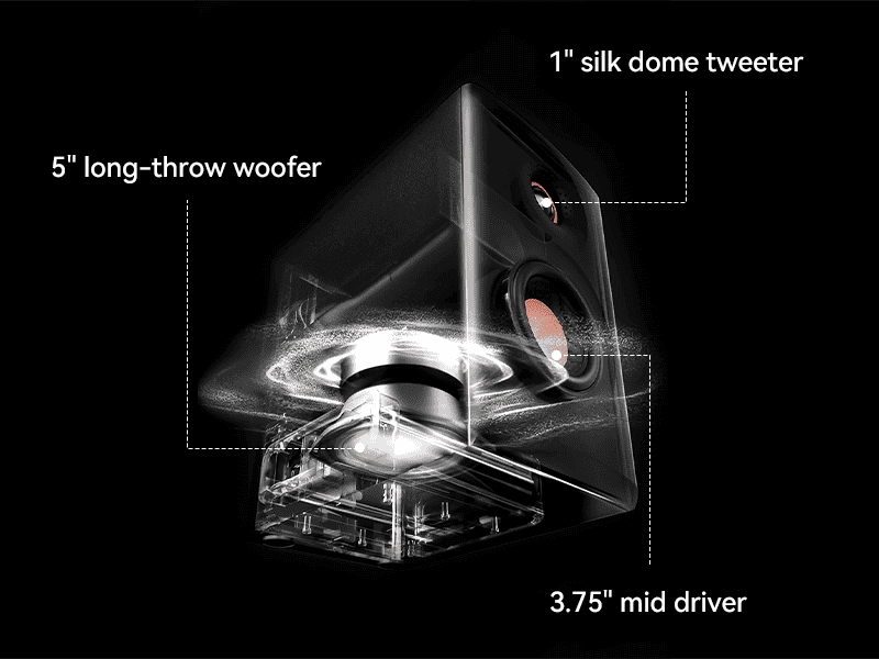 Edifier MR5 Tri-amped Powered Studio Monitor Speakers - 110W RMS total, XLR & TRS, RCA & AUX 26 Edifier MR5 page 1