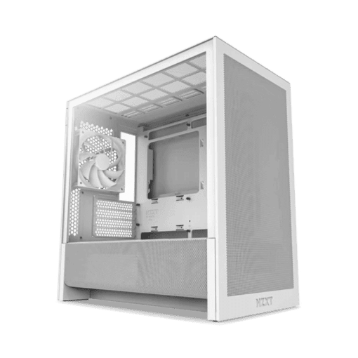 NZXT H3 Flow White MATX Airflow Case - All White, 1x F120Q (CV) Fan