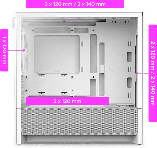 NZXT H3 Flow Black MATX Airflow Case - All Black, 1x F120Q (CV) Fan 22 H3 7 Fan Capacity
