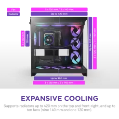 NZXT H9 Flow RGB Black Large Dual-Chamber Mid-Tower ATX Airflow Case 12 H9 Flow RGB black pic 4