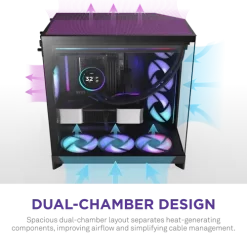NZXT H9 Flow RGB Black Large Dual-Chamber Mid-Tower ATX Airflow Case 14 H9 Flow RGB black pic 6