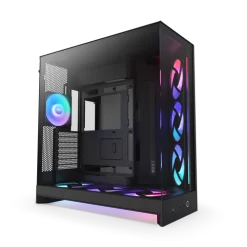 NZXT H9 Flow RGB+ Black Large Dual-Chamber Mid-Tower ATX Airflow Case - Control Hub includes
