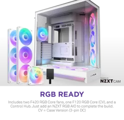 NZXT H9 Flow RGB+ White Large Dual-Chamber Mid-Tower ATX Airflow Case - Control Hub includes 11 H9 Flow RGB pic 3 1