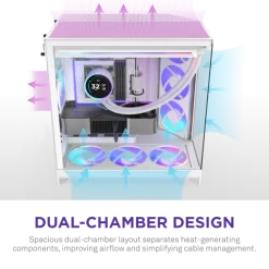 NZXT H9 Flow RGB+ White Large Dual-Chamber Mid-Tower ATX Airflow Case - Control Hub includes 14 H9 Flow RGB pic 6 1