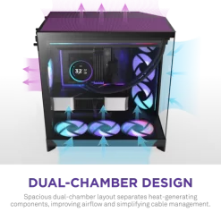 NZXT H9 Flow RGB+ Black Large Dual-Chamber Mid-Tower ATX Airflow Case - Control Hub includes 15 H9 Flow RGB pic 6