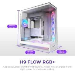 NZXT H9 Flow RGB White Large Dual-Chamber Mid-Tower ATX Airflow Case 10 H9 Flow RGB white pic 2