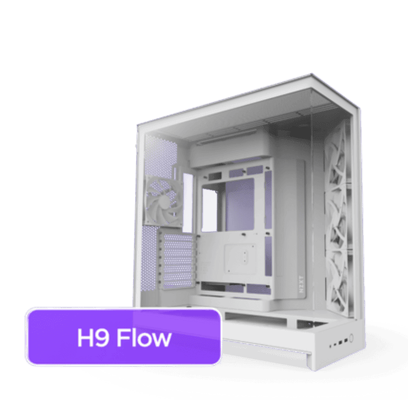NZXT H9 Flow RGB+ Black Large Dual-Chamber Mid-Tower ATX Airflow Case - Control Hub includes 22 H9 Built to Flow 1