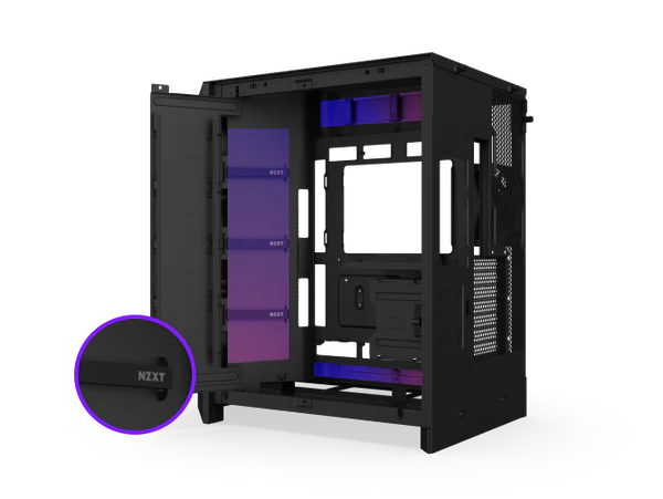 NZXT H9 Flow RGB+ Black Large Dual-Chamber Mid-Tower ATX Airflow Case - Control Hub includes 36 H9 Easy Cable Management