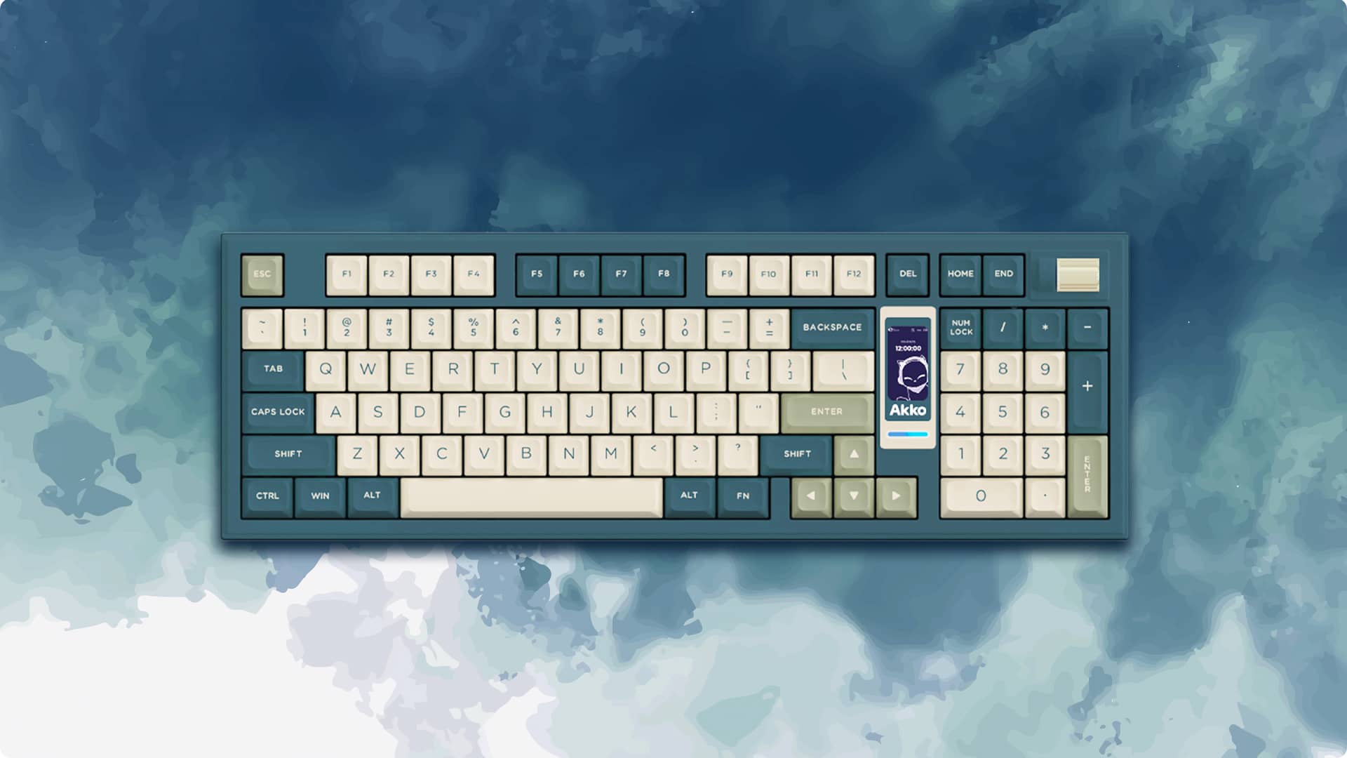 AKKO 5098B Ink Green Keyboard - 98%, TFT LCD screen, Multi-modes, Gasket mount, PBT Dye-Sub Keycaps, Hotswap, 8000mAh 12 Ink Green 5098B XQ Q GX3