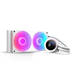 NZXT Kraken Plus 240 RGB V2 White AIO Liquid CPU Cooler - 1.54 inch LCD, 240mm radiator, F240 RGB Core (EV) Fan