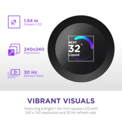 NZXT Kraken Plus 240 RGB V2 Black AIO Liquid CPU Cooler - 1.54 inch LCD, 240mm radiator, F240 RGB Core (EV) Fan 10 Kraken Plus 240 V2 Black pic 4