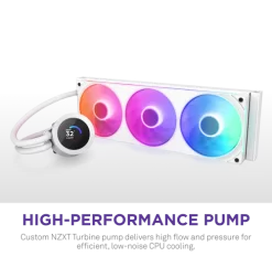 NZXT Kraken Plus 360 RGB V2 White AIO Liquid CPU Cooler - 1.54 inch LCD, 360mm radiator, F360 RGB Core (EV) Fan 10 Kraken Plus 360 RGB V2 White pic 3